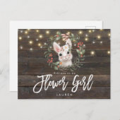 rustige bunny floral zal je mijn bloemmeisje zijn aankondigingskaart (Voorkant / Achterkant)