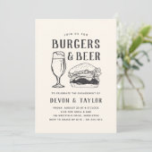 Rustige Burgers & Beer Engagement Party Kaart (Staand voorkant)