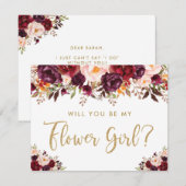 Rustige Burgundy Blush Wil Je Mijn Bloemenmeisje Z Kaart (Voorkant / Achterkant)