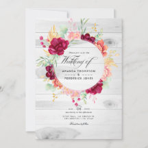 Rustige Burgundy en Blush Bloemencode Trouw-QR