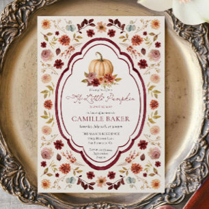 Rustige Burgundy Kleine Pompoen Baby Shower Kaart