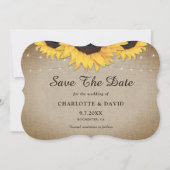 Rustige  Burlap Hearts Sunflower Wedding Save The Date (Voorkant)