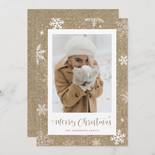Rustige  Burlap-kerstkaarten Feestdagenkaart (Voorkant / Achterkant)
