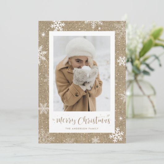 Rustige  Burlap-kerstkaarten Feestdagenkaart (Staand voorkant)