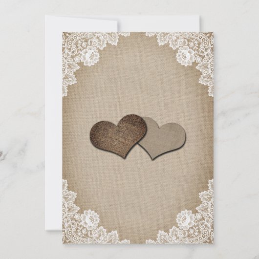 Rustige  Burlap Lace String Lights Wedding Kaart (Achterkant)