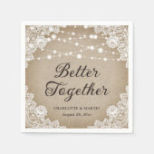 Rustige  Burlap Lace String Lights Wedding Servet (Voorkant)