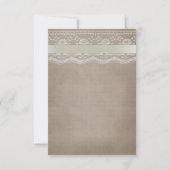 Rustige Burlap & Lace Wedding Dank je Bedankkaart (Achterkant)