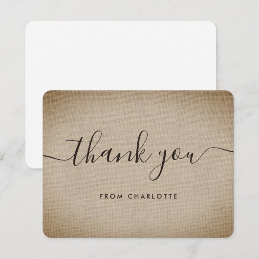 Rustige Burlap Wedding Shower Birthday Bedankkaart (Voorkant / Achterkant)