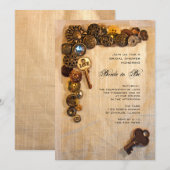 Rustige Buttonnen Bridal Shower Uitnodiging (Voorkant / Achterkant)