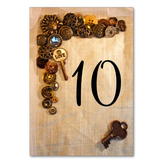 Rustige Buttonnen Tabelnummers Kaart (Achterkant)