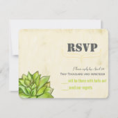 Rustige Cactus Succulent Moderne Typografie Trouwd RSVP Kaartje (Voorkant)