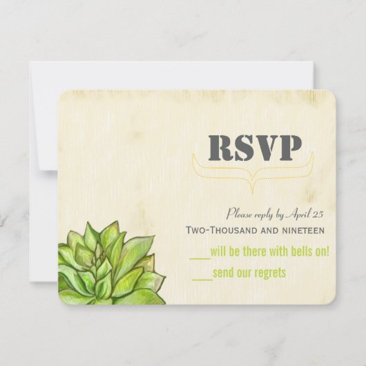 Rustige Cactus Succulent Moderne Typografie Trouwd RSVP Kaartje (Voorkant)