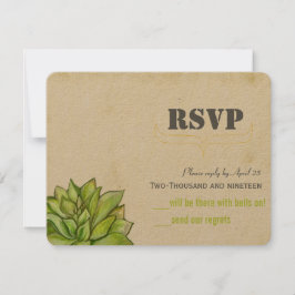 Rustige Cactus Succulent Moderne Typografie Trouwd RSVP Kaartje