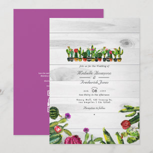 Rustige Cactus Succulenten QR Code RSVP Huwelijk Kaart