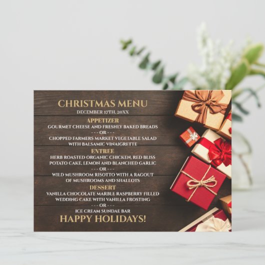 Rustige cadeaudoos, kerstmenu menu (Staand voorkant)