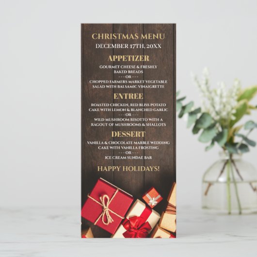 Rustige cadeaudoos, kerstmenu menu (Staand voorkant)