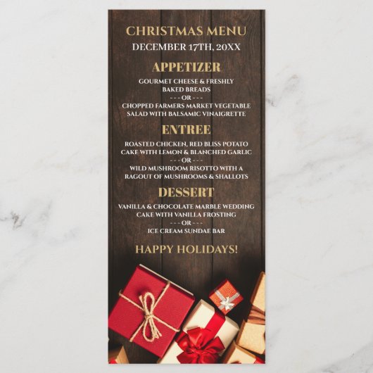 Rustige cadeaudoos, kerstmenu menu (Voorkant)