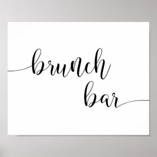 Rustige Calligrafie Brunch Bar Sign.   Bridal Brun Poster