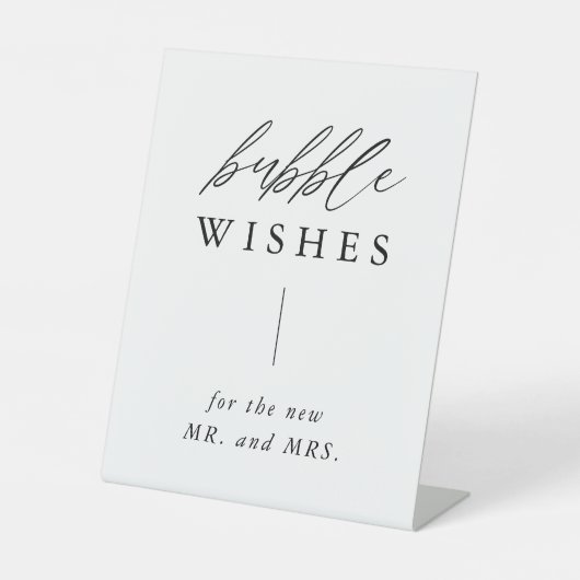 Rustige Calligrafie Bubble Wishes Off Reclamebord Met Voetstuk (Voorkant)