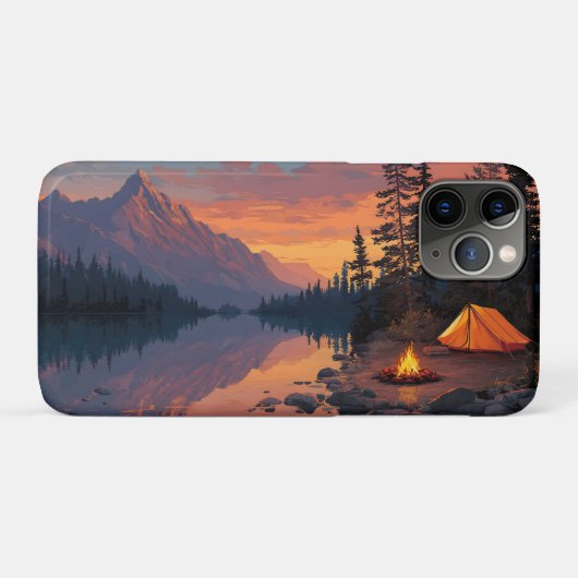 Rustige Camping Scene bij een bergmeer Case-Mate iPhone Case (Achterkant (horizontaal))