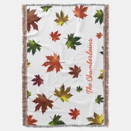 Rustige Canadese Maple Leaf met Jouw naam op wit Deken (Voorkant Verticaal)