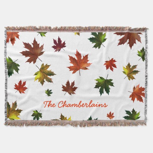 Rustige Canadese Maple Leaf met Jouw naam op wit Deken (Voorkant)