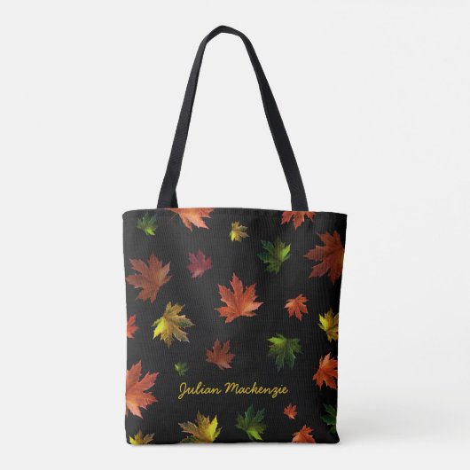 Rustige Canadese Maple Leaf op Black Tote Bag (Achterkant)