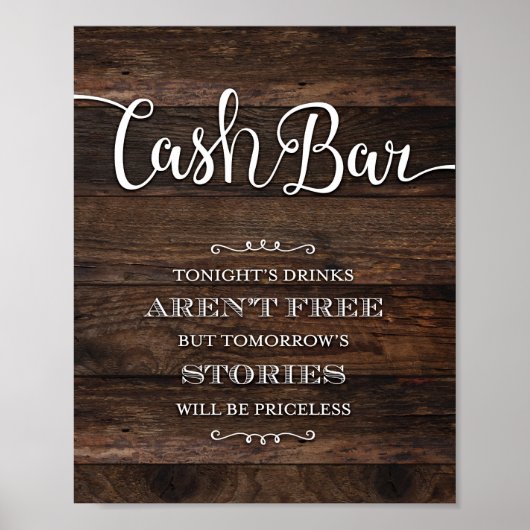 Rustige CASH BAR-partijbordafdrukken Poster (Voorkant)