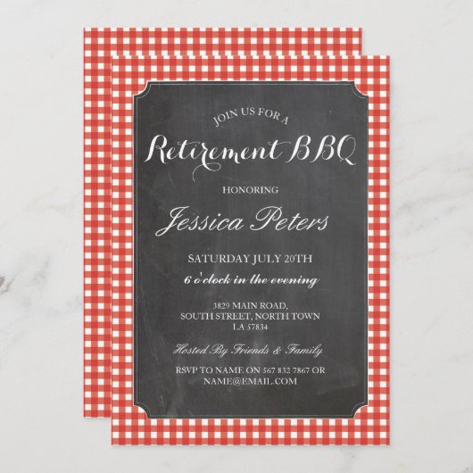 Rustige Chalk BBQ van de Pensioenpartij Kaart (Voorkant / Achterkant)