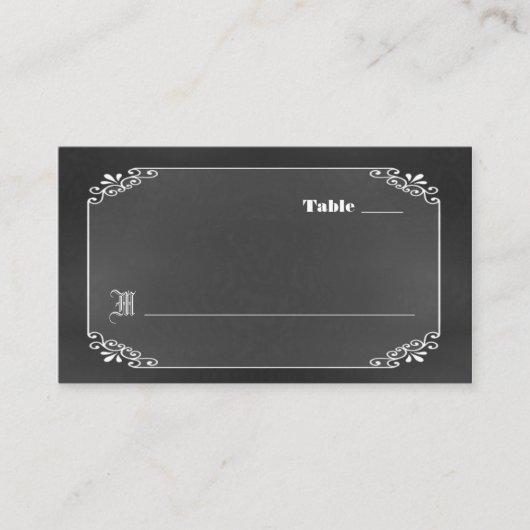 Rustige Chalk Board Wedding Escort Card Plaatskaartje (Voorkant)