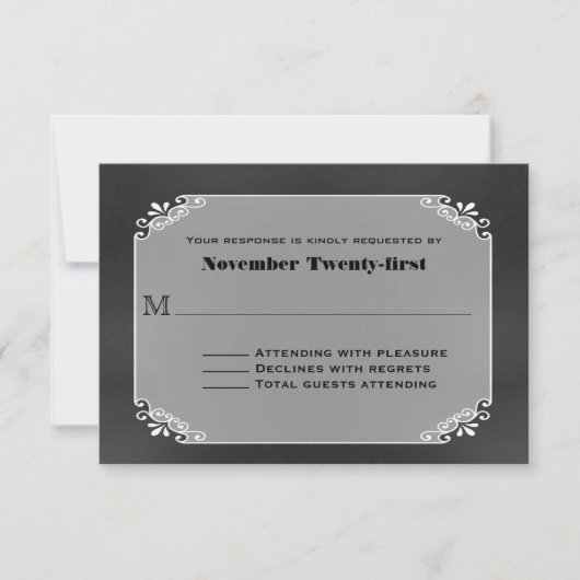 Rustige  Chalk Board Wedding RSVP-kaart RSVP Kaartje (Voorkant)