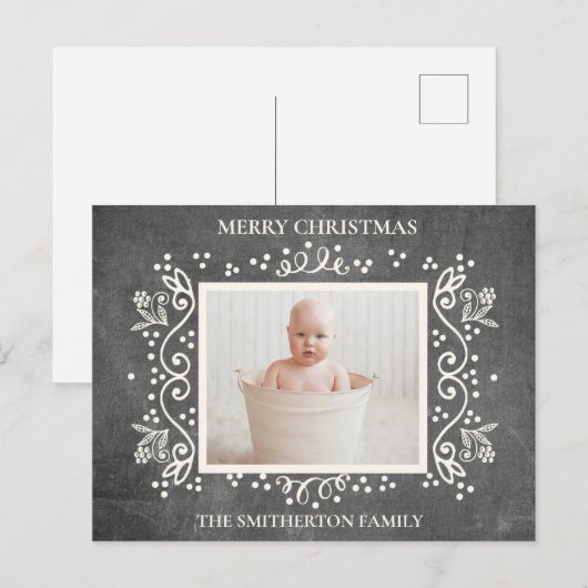 Rustige  Chalkboard-foto voor kerst Feestdagenkaart (Voorkant / Achterkant)