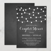 Rustige Chalkboard String Lights Couples Shower Kaart (Voorkant / Achterkant)