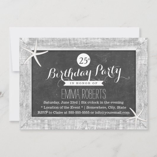 Rustige Chalkboard Wood met rotshaarvis, zaterdag Kaart (Voorkant)