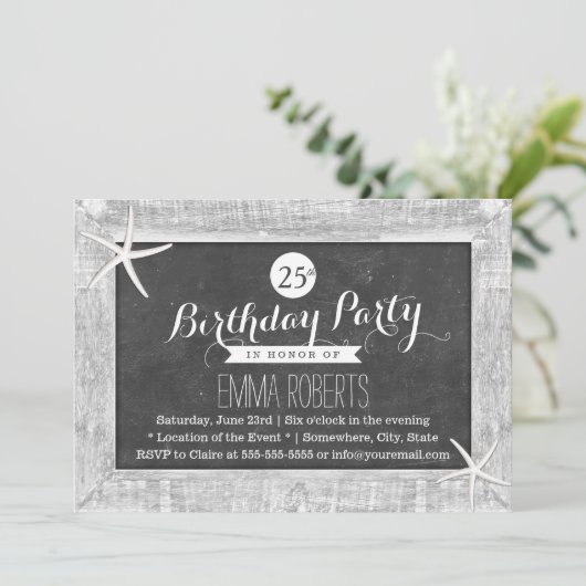 Rustige Chalkboard Wood met rotshaarvis, zaterdag Kaart (Staand voorkant)