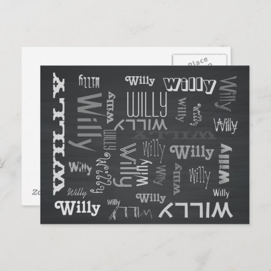 Rustige Chalkboardnaam Collage Briefkaart (Voorkant / Achterkant)