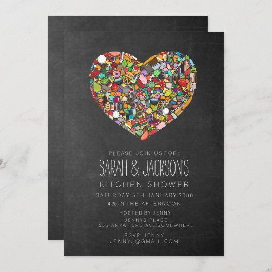 Rustige Chalkbokarbondeparen keukenschoenenpartij Kaart (Voorkant / Achterkant)