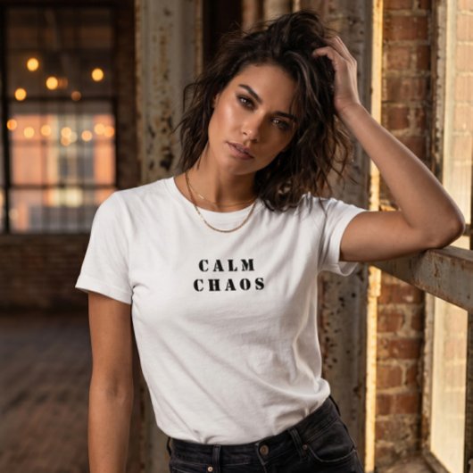 Rustige Chaos - Minimalistische Dames T-Shirt Wit