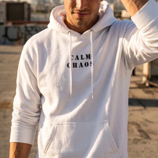 Rustige Chaos - Minimalistische Paradox Hoodie Wit