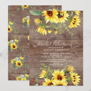 Rustige Cheerful Yellow Sunflower Bridal Luncheon Kaart