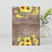Rustige Cheerful Yellow Sunflower Bridal Tea Kaart (Staand voorkant)