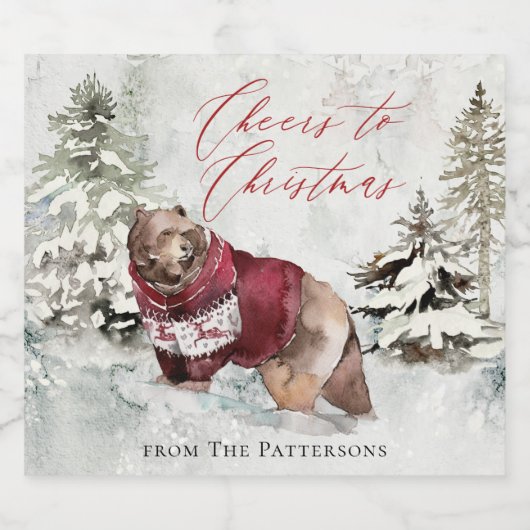 Rustige Cheers tot kerstwintersceen Sparkling Wijnetiket (Enkel label)