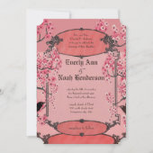 Rustige  Cherry Blossom Art Deco Wedding Kaart (Voorkant)