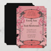 Rustige Cherry Blossom Art Deco Wedding Kaart (Voorkant / Achterkant)