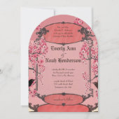 Rustige Cherry Blossom Art Deco Wedding Kaart (Voorkant)