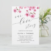 Rustige Cherry Blossom Ons liefdesverhaal Weddensc Kaart (Staand voorkant)