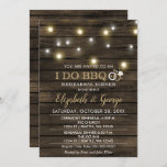 Rustige Chic Barn Wood I Do BBQ Rehearsal Dinner Kaart<br><div class="desc">Rustic Country Barn Wood String Lights I do bbq Rehearsal Dinner Invitations</div>