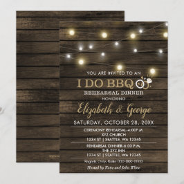 Rustige Chic Barn Wood I Do BBQ Rehearsal Dinner Kaart