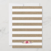 Rustige Chic Burlap Stripes Floral Engagement Part Kaart (Achterkant)