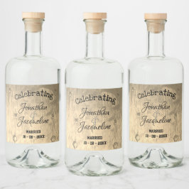 Rustige Chic Custom Wedding Liquor Bottle-labels Likeurfles Etiket